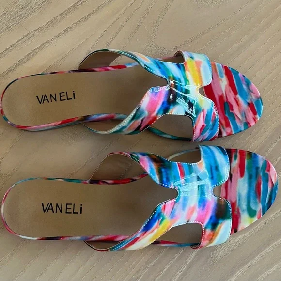 Camels Multi-Colored Patent Leather Slide Sandals/ Size 9 - Picture 7 of 8